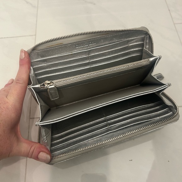 Christian Dior EUC Silver Long Zippy Wallet Embossed Trotter - Picture 7 of 12